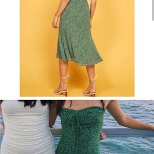 REFORMATION Harley Floral Print Midi Dress Green